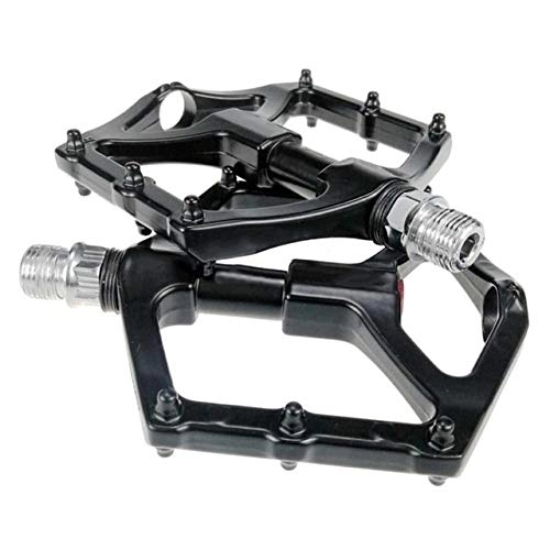 Mountain Bike Pedal : TLBBJ Bicycle pedal Lightweight Mountain Bike Bicycle Pedals Aluminum Alloy Big Foot for MTB Road Bike Bearing Pedals Bicycle Bike Adapter Parts Durable parts (Color : Black)