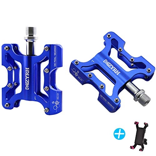 Mountain Bike Pedal : TO.1 Metal Bike Pedals Aluminium Alloy Antiskid Durable Ultralight Handy Comfortable Security Bike Cycling Pedal For Universal Pedal (incidental Mobile Phone Rack), Blue