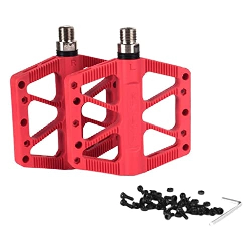 Mountain Bike Pedal : TOOYFUL of Mountain Bike Pedals, 9 / 16 Inch Nylon Steel Pedals Replacement Non- Lightweight Pedals with Non- Nails for, Red