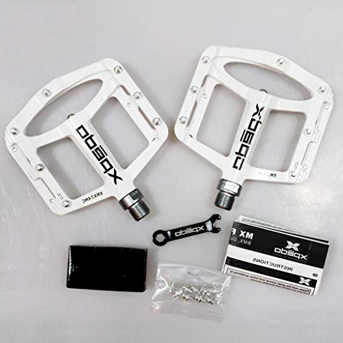Mountain Bike Pedal : TOPRONG Aluminum Alloy Pedal Bicycle Pedal Mountain Bike Road Bike Folding Car Pedals Anti-skid (Color : White)