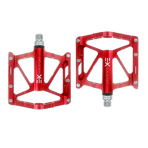 Mountain Bike Pedal : TRAACEM Bicycle Pedal Hiking Pedal Aluminum Platform Pedal, Suitable for Mountain Bike, 9 / 16 Inch Non-Slip Road Bike And City Bike, Red