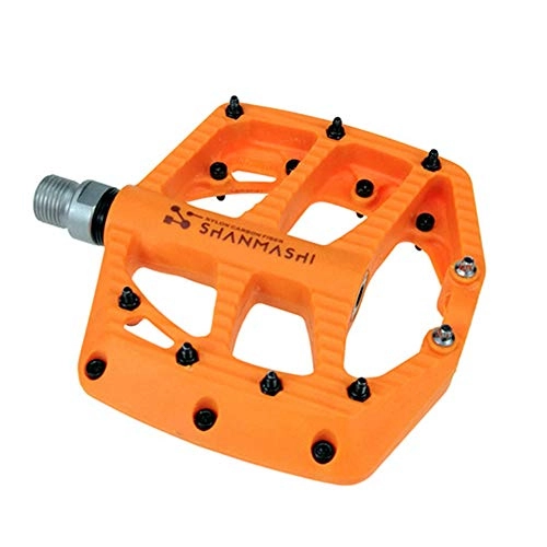 Mountain Bike Pedal : TRAACEM Bicycle Pedal, Suitable for 9 / 16 Inch New Aluminum Alloy Non-Slip Mountain Bike Road Bike Pedal, Sealed Bearing, Orange