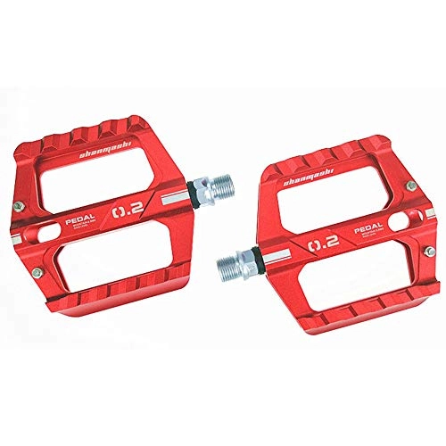 Mountain Bike Pedal : TRAACEM Bicycle Pedal, Ultra-Slip Wide Pedal Sealed Bearing Pedal, Aluminum Alloy Platform Pedal, 9 / 16 Inch, Red