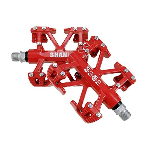 Mountain Bike Pedal : TRAACEM Bicycle Pedals, Mountain Bike Pedals, Road Bike Pedals, Magnesium Alloy, Pedals Hiking Pedals, Shaft Diameter 9 / 16 Inches, Red