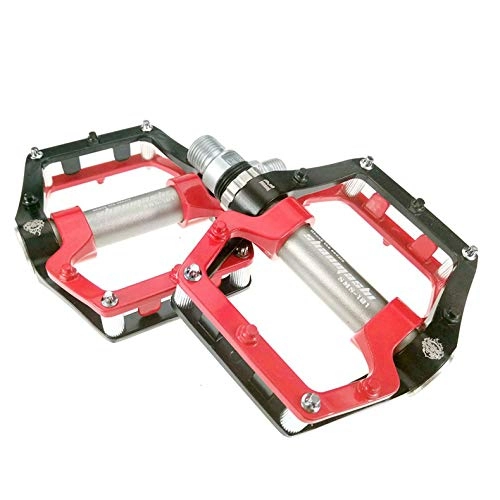 Mountain Bike Pedal : TRAACEM Wide Aluminum Bike Pedals, Sealed Bearings 9 / 16", with Detachable Studs*24 for MTB, A