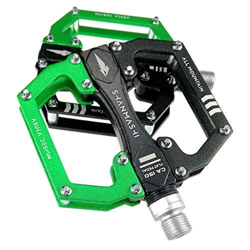 Mountain Bike Pedal : TTBDY Mountain Bike Pedals, Mountain Bike Pedals Platform, Aluminium Alloy High-strength Bicycle Flat Pedals 9 / 16, Green