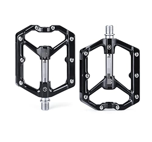 Mountain Bike Pedal : TTRS store Fit For CX930 Road Mountain Bike Bicycle Cycling Wide Flat Pedal Aluminium Alloy 3 Sealed Bearings Removable Antiskid Cleats (Color : Black Silver)