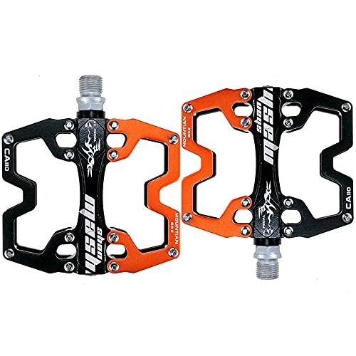 Mountain Bike Pedal : TTZHJIN Bike Pedals Bicycle Pedals Aluminum Alloy Chrome Molybdenum Spindle Suitable For Many Bicycles Sealed Bearing With Cleats Stable，7 Colors, Orange-9.1×10.3cm