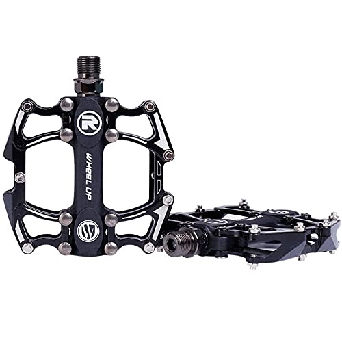 Mountain Bike Pedal : TTZHJIN Bike Pedals Mountain Bike Pedals Double Bearing Suitable For Folding Bikes, Mountain Bikes, Road Bikes, Strong And Sturdy Comes With 16 Cleats General Purpose Screws, Black-11.5×9.5cm