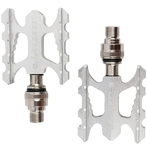 Mountain Bike Pedal : TTZHJIN Bike Pedals Mountain Bike Pedals Folding Durable Aluminum Alloy Super Light Sealed Bearing Quick Disassembly And Replacement 14Mm Universal Screw, Silver-10.9×6.3cm