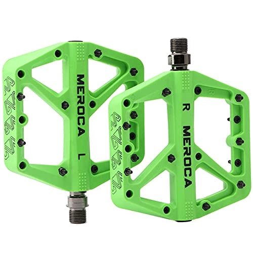 Mountain Bike Pedal : TTZHJIN Bike Pedals Mountain Bike Pedals Nylon Fiber Chromium Molybdenum Steel Shaft Comes With 16 Cleats Strong And Sturdy Fashion 14Mm Universal Screw Sealed Bearing, 6 Colors, Green-12.6×11.5cm