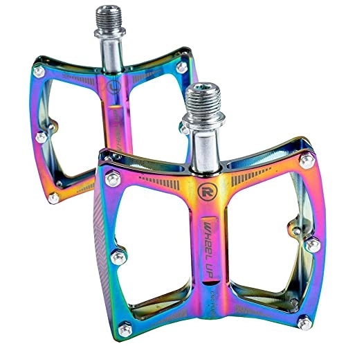 Mountain Bike Pedal : TTZHJIN Bike Pedals Mountain Bike Pedals Super Light Double Bearing Widely Applicable Strong And Sturdy Comes With 12 Cleats Chromium Molybdenum Steel Shaft General Purpose Screws, Purple-11×9cm