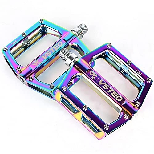 Mountain Bike Pedal : TTZHJIN Bike Pedals Mountain Super Light Electroplating Colorful With 16 Cleats Aluminum Alloy Chrome Molybdenum Spindle Bearing Folding Bike / Mountain Bike / Road Bike, Purple-11.5×9.6cm