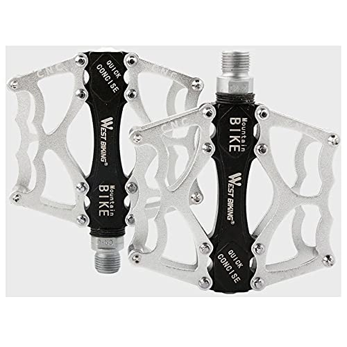 Mountain Bike Pedal : TTZHJIN Bike Pedals Mountain Wear-Resistant Widely Applicable Closed Bearing With Non-Slip Lock Nails Super Light Aluminum Alloy Match A Lot Of Bikes 5 Colors, White-11.5×9.8cm