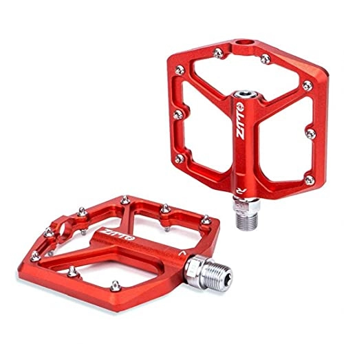 Mountain Bike Pedal : Tuimiyisou Bike Pedals Aluminum Alloy Anti-slip Durable Mountain Bike Flat Pedals Cycling Road Bike Hybrid Pedals (2*pedals) Red