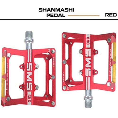 Mountain Bike Pedal : UICICI 3 Bearing Mountain Bike Pedals CNC Anode Aluminum Alloy Ankle Boutique Bicycle Pedal (Color : Red)