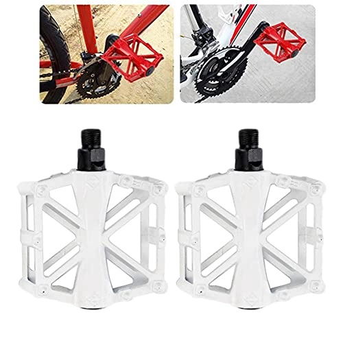 Mountain Bike Pedal : UKKD Bicycle Pedals Bicycle Metal Alloy Flat Platform Pedals Mtb Road Mountain Bike Pedal-White
