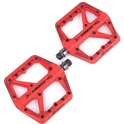 Mountain Bike Pedal : Universal 9 / 16" Mountain Bike Pedals Ultra-light DU Sealed Bearing Pedals Non-slip Labor-saving Nylon Bike Pedals For MTB BMX Road Bike Riding Pedals (Color : Red)