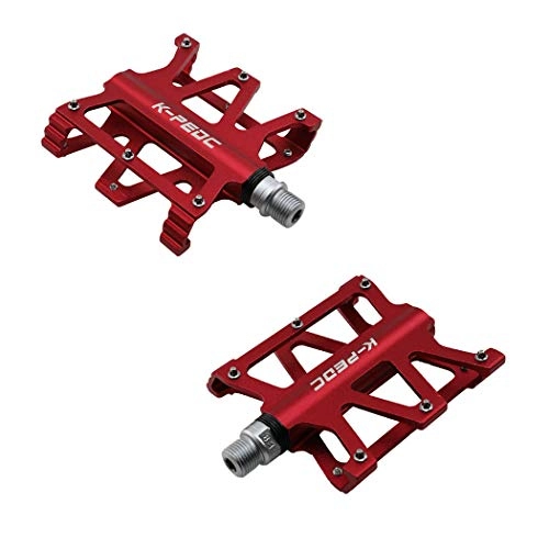 Mountain Bike Pedal : Universal Aluminum Alloy Bicycle Pedals Strong Non-Slip Bicycle Pedal Ultra Sealed Bearings Platform for 9 / 16 MTB BMX Road Mountain Bike Cycle (Red, 1 Pair)