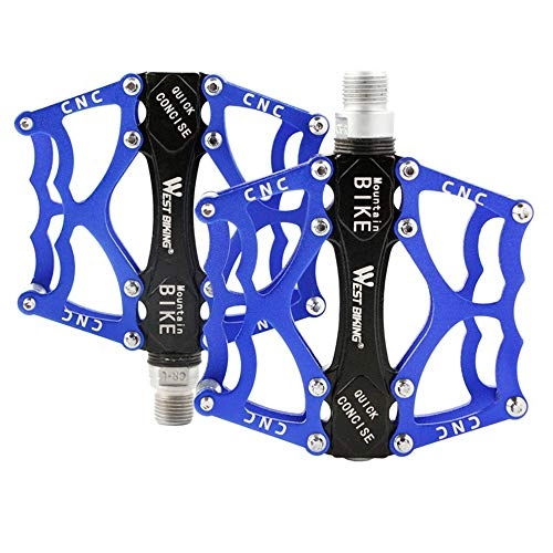 Mountain Bike Pedal : Universal Cycling Pedals Bike Pedals Fixed Gear Mountain Bike Downhill Pedals Bearings Accessories Bicycle with Anti-Slip Nails (Blue)