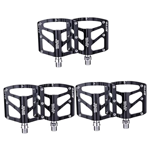 Mountain Bike Pedal : Unomor 3 Pairs Bicycle Pedals Flat Pedals Bike Pedal Mountain Pedal Cycling Pedals Bike Foot Pedal Road Pedals Folding Bike Bearing Treadle Aluminum Alloy Body Rope Buckle Child Universal