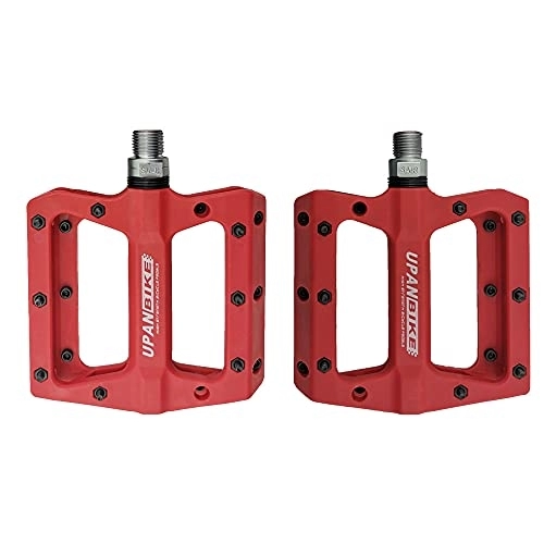 Mountain Bike Pedal : UPANBIKE Bicycle Pedals 9 / 16" Spindle Nylon Fiber MTB Mountain Bike Road Bicycle Pedals(Red)