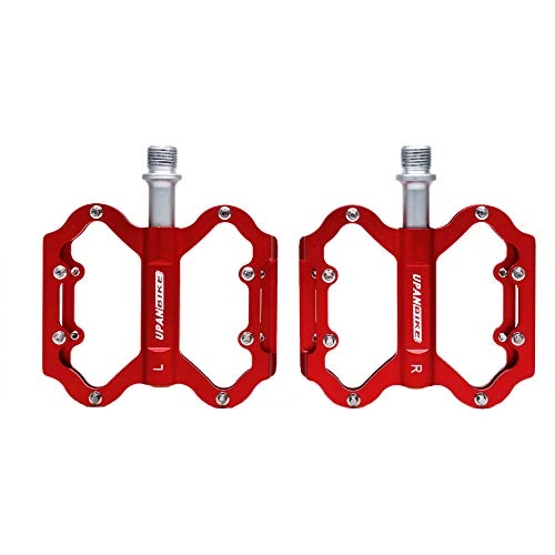 Mountain Bike Pedal : UPANBIKE Bike Pedals Bearing Pedals Aluminum Alloy 9 / 16" Chrome-Molybdenum Axle Bicycle Pedals, Red