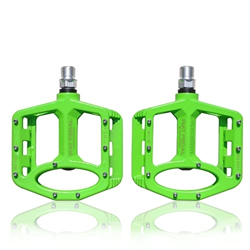 Mountain Bike Pedal : UPANBIKE Magnesium Alloy Bike Pedals 9 / 16 inch Spindle Bearing High-Strength Non-Slip Large Flat Platform for Mountain Bike Road Bicycle (Green)