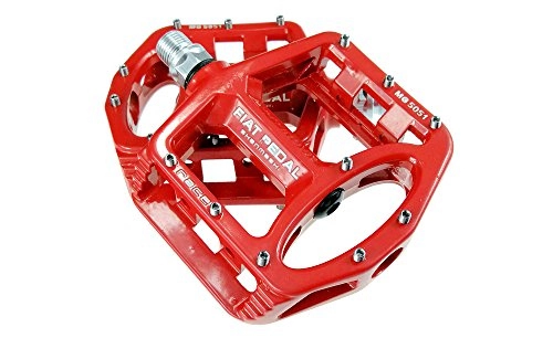 Mountain Bike Pedal : UPANBIKE Magnesium Alloy Bike Pedals 9 / 16 inch Spindle Bearing High-Strength Non-Slip Large Flat Platform for Mountain Bike Road Bicycle (Red)