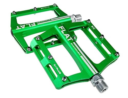 Mountain Bike Pedal : UPANBIKE Mountain Bike Bearing Pedals 9 / 16 inch Spindle Aluminum Alloy Flat Platform for BMX MTB Road Bicycle (Green)