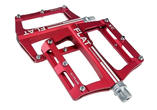 Mountain Bike Pedal : UPANBIKE Mountain Bike Bearing Pedals 9 / 16 inch Spindle Aluminum Alloy Flat Platform for BMX MTB Road Bicycle (Red)