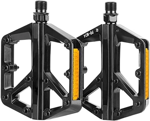 Mountain Bike Pedal : Utopone Road and mountain bike pedals, Bicycle Pedals Non-Slip Aluminum Alloy Bicycle Pedals Suitable For BMX MTB Road Mountain Bike DU Bearings With Reflector (Color : Black) (Color : Black)