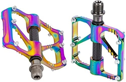 Mountain Bike Pedal : Utopone Road and mountain bike pedals, Bicycle Pedals Ultra-light All-aluminum Alloy Mountain Road Bike Pedals 3 Sealed Bearing Carbon Tube Pedals With Cleats Colorful (Color : Road bike pedals)