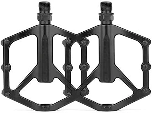 Mountain Bike Pedal : Utopone Road and mountain bike pedals, Mountain Bike Pedals Aluminum Alloy Bicycle Pedals With Non-Slip Pins Lightweight Platform Pedals DU Sealed Bearing 9 / 16'' For MTB BMX Road Bike (Color : Black)