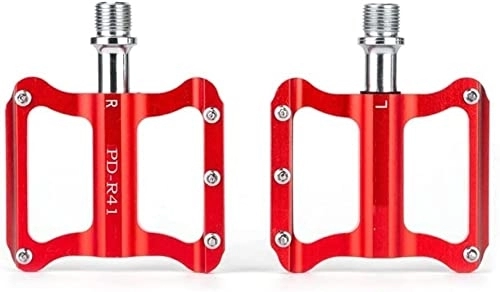 Mountain Bike Pedal : Utopone Road and mountain bike pedals, MTB Bicycle Pedals Mountain Road Bike Flat Pedals 9 / 16" Lightweight Aluminum Alloy Platform Cycling Pedal Universal For BMX (Color : Red B) (Color : Red a)