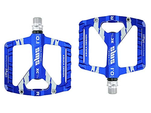 Mountain Bike Pedal : VANUODA Bicycle Cycling Pedals, New Aluminum Anti-Slip Durable Mountain MTB Bike Pedals Ultralight Cycling Road Bike Hybrid Pedals (Blue)