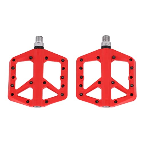 Mountain Bike Pedal : Veloraa Mountain Bike Pedal, Bicycle Platform Pedals Flat 9 / 16 inch Lightweight Wear Resistant Nylon Fiber for City Bikes for Road Bikes for Folding Bikes(red)