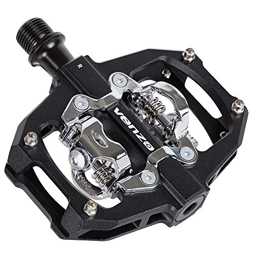 Mountain Bike Pedal : Venzo Compatible with Shimano SPD Mountain Bike CNC Aluminum Cr-Mo Sealed Pedals - Dual Sided Q Factor / Axle Length 52mm with Cleats