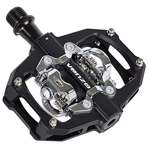 Mountain Bike Pedal : Venzo Compatible with Shimano SPD Mountain Bike CNC Aluminum Cr-Mo Sealed Pedals - Dual Sided Q Factor / Axle Length 57mm with Cleats
