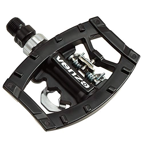 Mountain Bike Pedal : Venzo Dual Function Platform Multi-Use Compatible with Shimano SPD Mountain Bike Bicycle Sealed Clipless Pedals - Dual Platform Multi-Purpose - Great for Touring, Road, Trekking Bikes