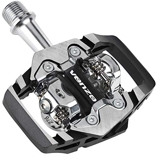 Mountain Bike Pedal : Venzo MTB Mountain Bike CNC Cr-Mo 6061 Aluminum Sealed Clipless Pedals 9 / 16" Compatible with Shimano SPD Type Cleats SM-SH51 MTB Trial Shoes - Easy Clip in