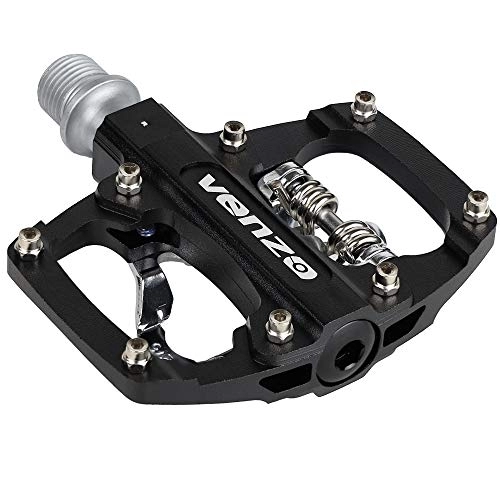Mountain Bike Pedal : Venzo Multi-Use Compatible with Shimano SPD Mountain Bike Bicycle Sealed Clipless Pedals - Dual Platform Multi-Purpose - Great for Touring, Road, Trekking Bikes - Size: 85 x 80 mm = 3.3 x 3.1 inch