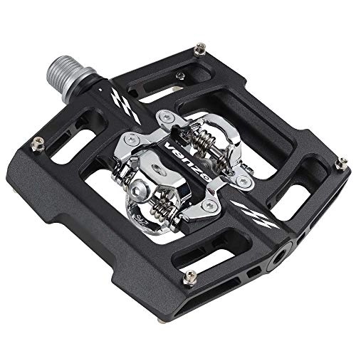 Mountain Bike Pedal : Venzo Repacked Compatible with Shimano SPD Mountain Bike CNC 6061 Aluminum Sealed Pedals with Cleats - Dual Platform Double Side Clipless Pedals for Mountain Bike - Easy Clip in & Out
