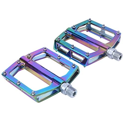 Mountain Bike Pedal : VGEBY 1 Pair Bike Pedals, Colorful Aluminum Alloy Bicycle Platform Pedals Road Mountain Bike Wide Pedals Cycling Bicycle Pedals Bicycles And Spare Parts