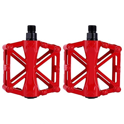 Mountain Bike Pedal : VGEBY1 1 Pair Bicycle Pedals, Aluminium Alloy Bike Flat Pedals Cycling Platform Pedals for Road Mountain Bike(Red)