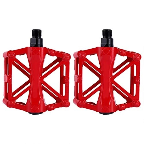 Mountain Bike Pedal : VIFERR Bicycle Pedals 3 Bright Colors 1 Pair Durable Aluminium Pedals Anti-skid Flat Platform MTB Bicycle Pedal(Red)