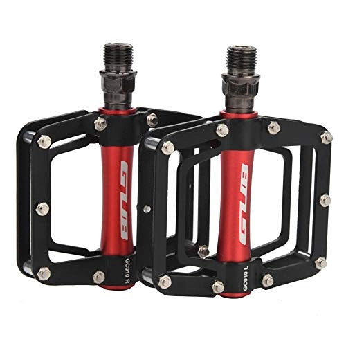Mountain Bike Pedal : Vikenar GUB 1 Pair Aluminum Alloy Flat Cycling Pedals for Mountain Bikes Accessory(Black + Red)