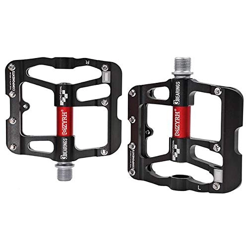 Mountain Bike Pedal : VOANZO Pedals Cycling MTB Bicycle Pedal Mountain Bike Aluminium Alloy Ultralight Ultra Running Sealed Bearing Axle Non-Slip Pedals for Road BMX Bike Bicycle (Black red)