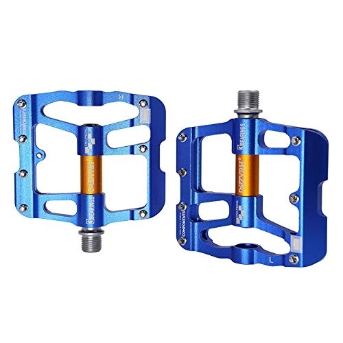 Mountain Bike Pedal : VOANZO Pedals Cycling MTB Bicycle Pedal Mountain Bike Aluminium Alloy Ultralight Ultra Running Sealed Bearing Axle Non-Slip Pedals for Road BMX Bike Bicycle (Blue gold)