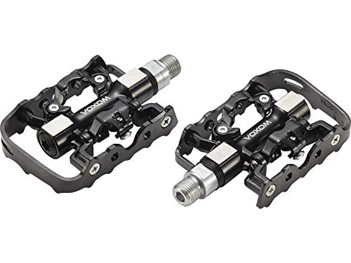 Mountain Bike Pedal : Voxom Touring PE18 Double-Sided (Platform / SPD) Cr-Mo Axle with Aluminium Body, 718000052 Pedals, Black, Standard